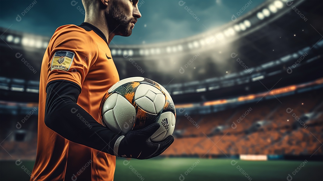 Imagem realista de jogador de futebol sobre campo