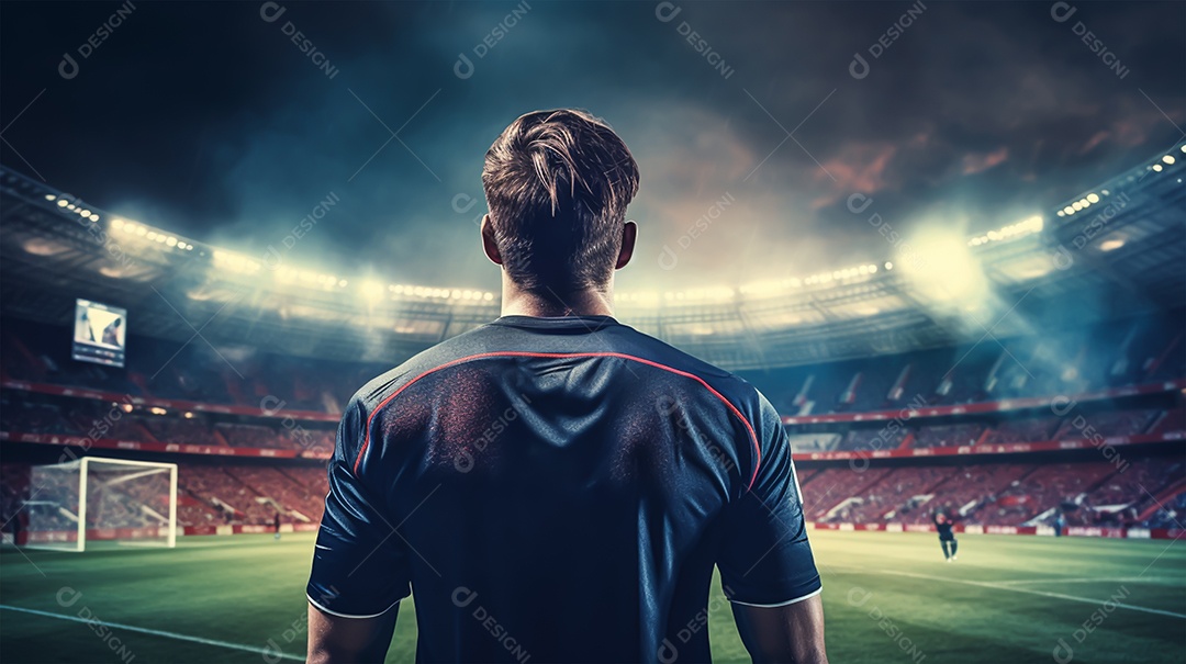 Imagem realista de jogador de futebol sobre campo