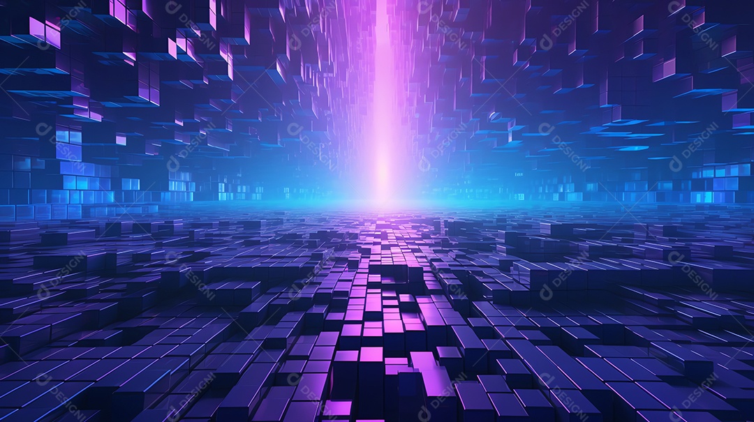 Fundo futurista de blockchain de falha colorida abstrata, conceito cibernético de tecnologia