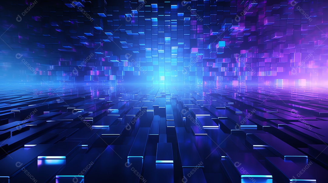 Fundo futurista de blockchain de falha colorida abstrata, conceito cibernético de tecnologia