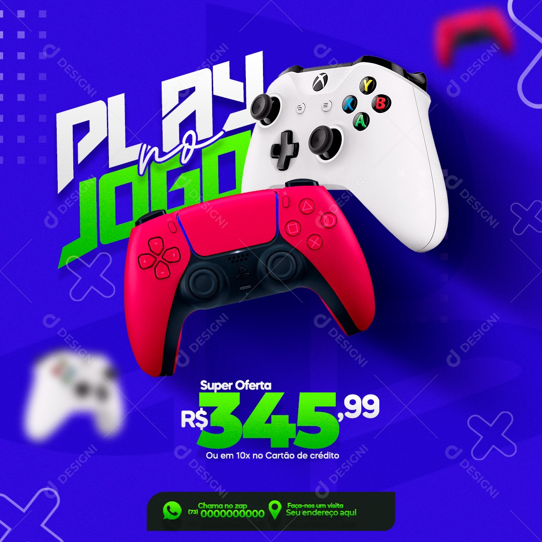 Social Media Play No Jogo Controles De Video Game PSD Editável