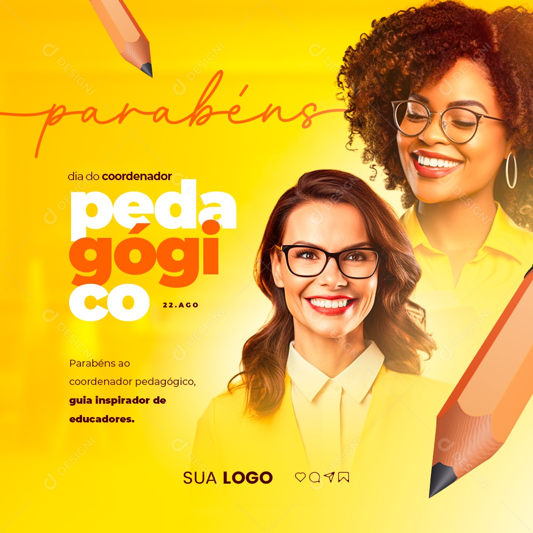 Dia Do Coordenador Pedagógico Parabéns Guia Inspirador de Educadores Social Media PSD Editável