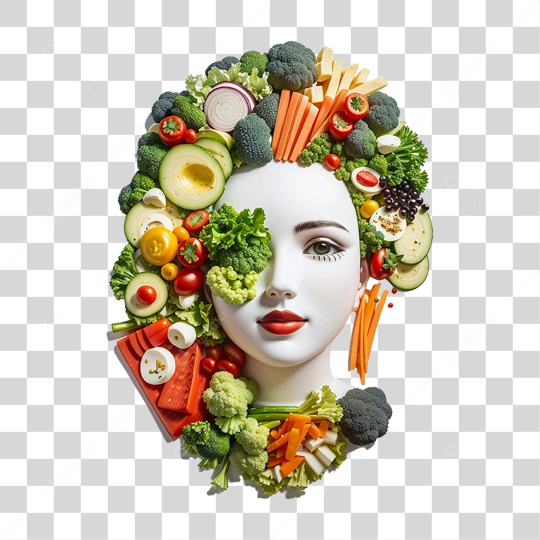 Rosto Estátua Legumes Verduras PNG Transparente