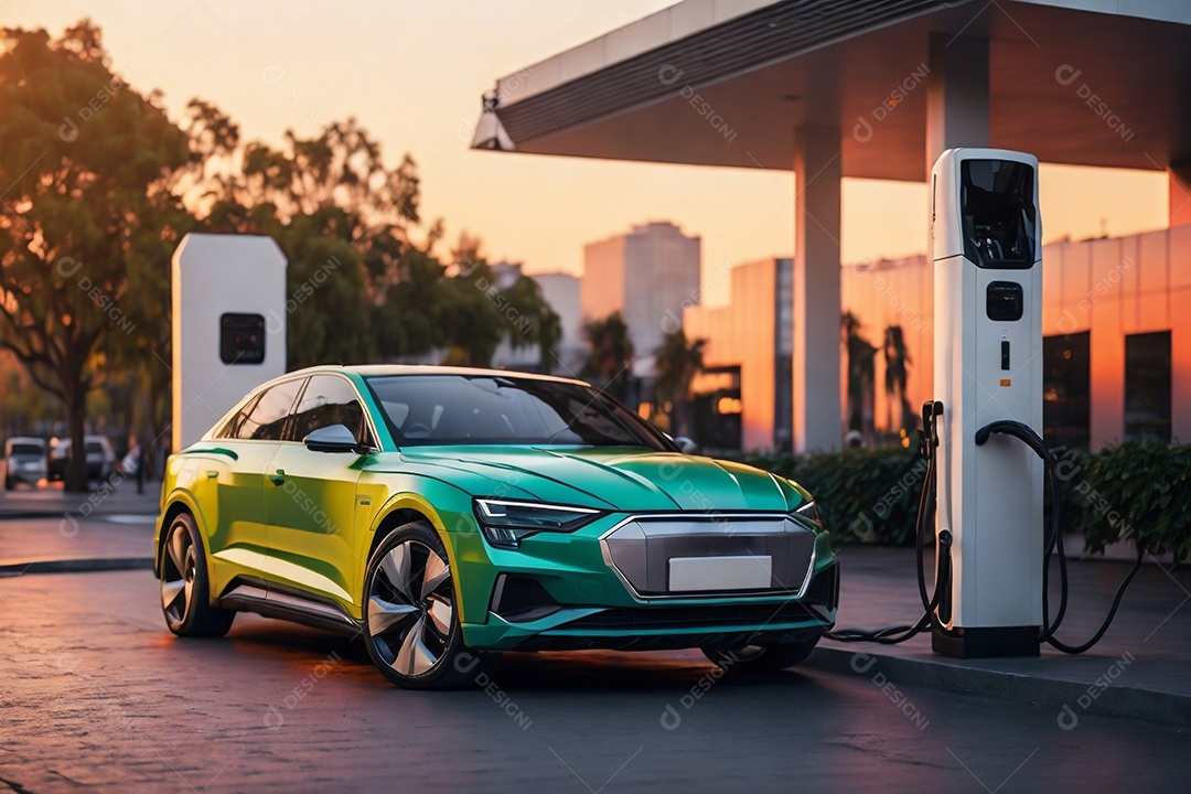 Retrato realista de carro elétrico