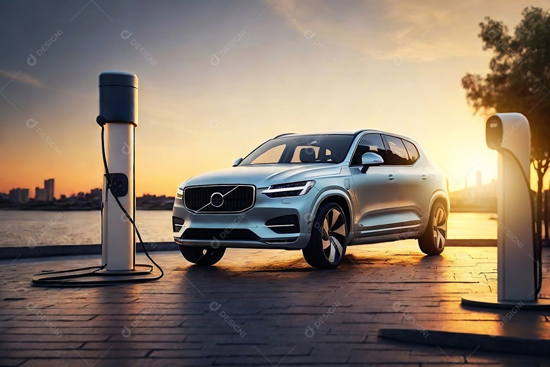 Retrato realista de carro elétrico