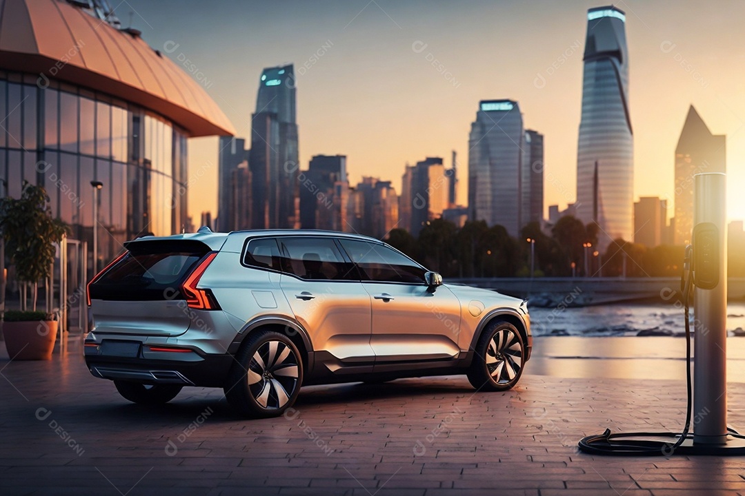 Retrato realista de carro elétrico