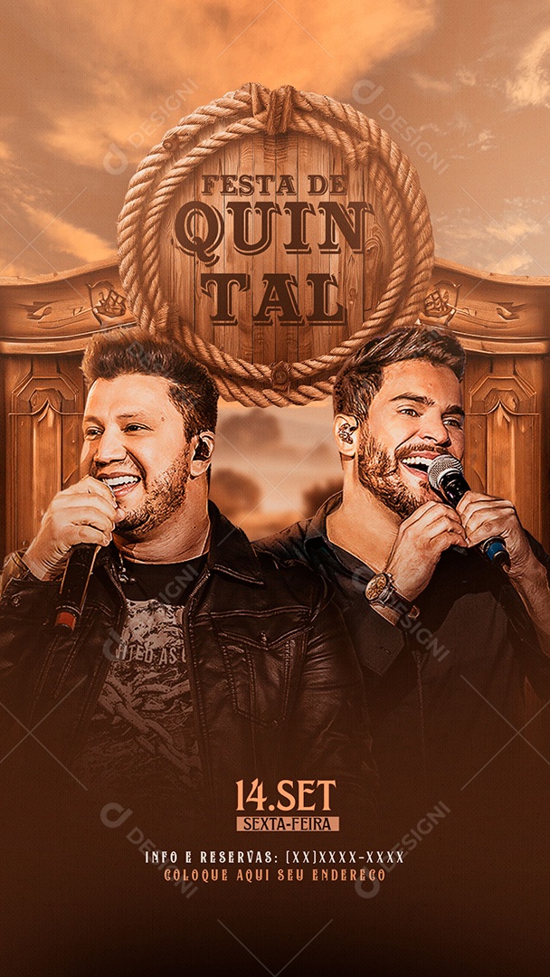 Social Media Flyer Story Festa De Quintal Cleber e Cauan PSD Editável