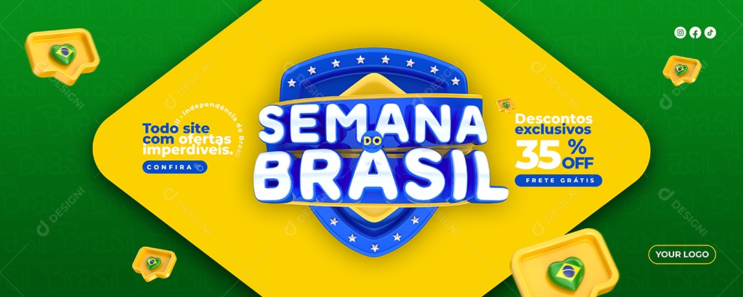 Semana do Brasil Carrossel Social Media PSD Editável