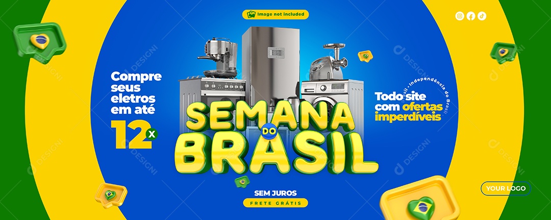 Semana do Brasil Carrossel Social Media PSD Editável
