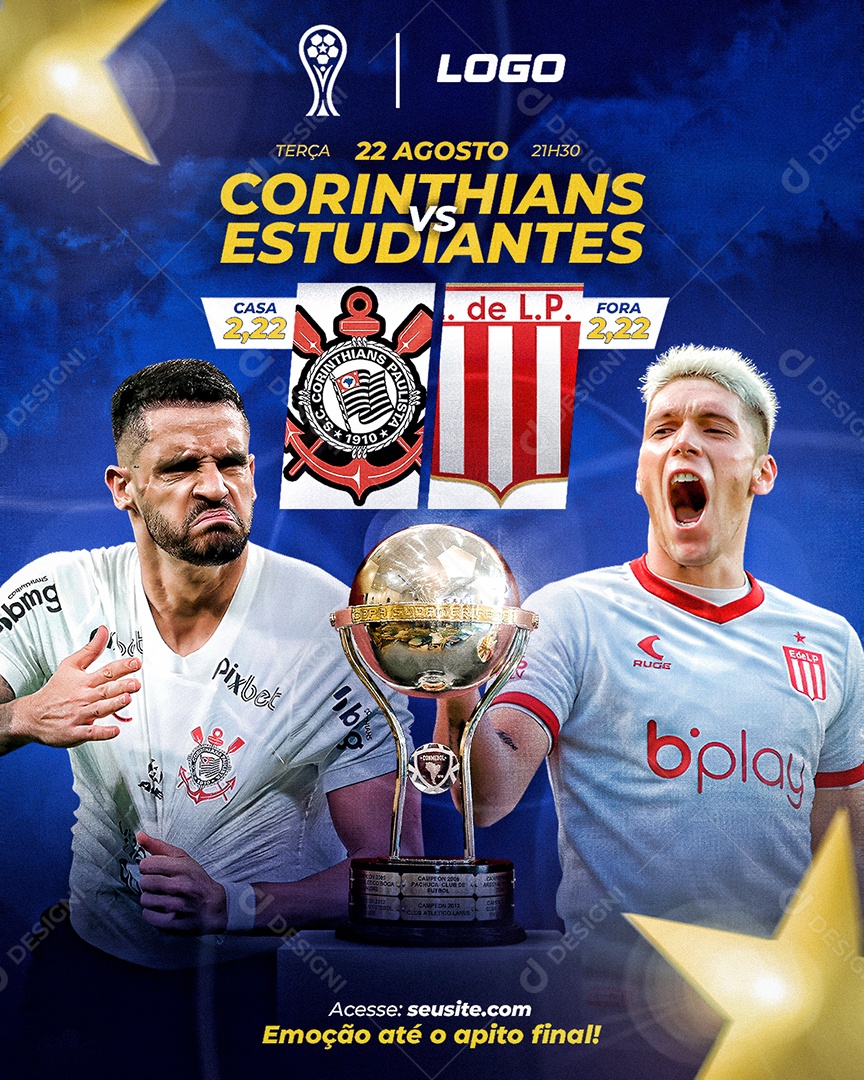 Social Media Futebol Casa De Apostas Corinthians Vs Estudiantes PSD Editável