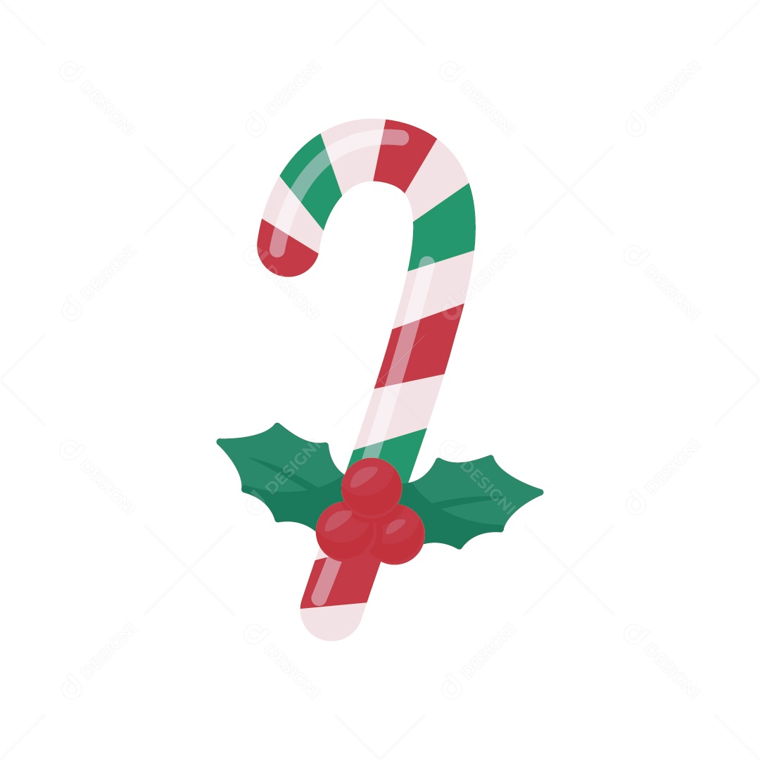 Bastão de Doce Colorido Decoração Natalina Ilustração Vetor EPS