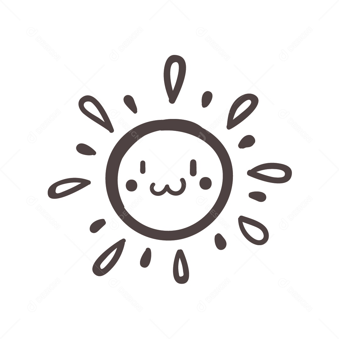 Sol Preto e Branco Ilustração Vetor EPS