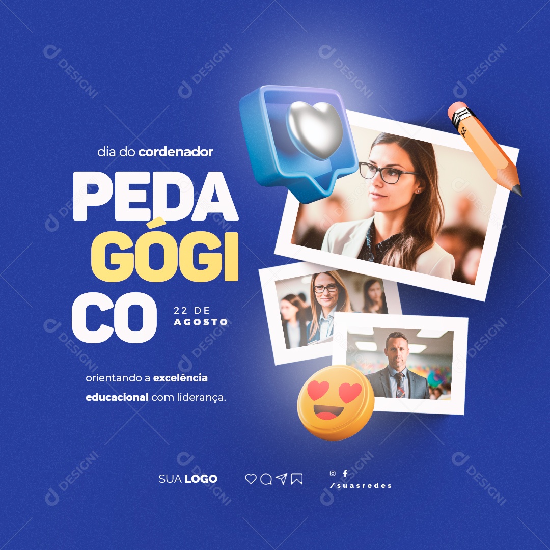 Dia Do Coordenador Pedagógico 22 de Agosto Social Media PSD Editável