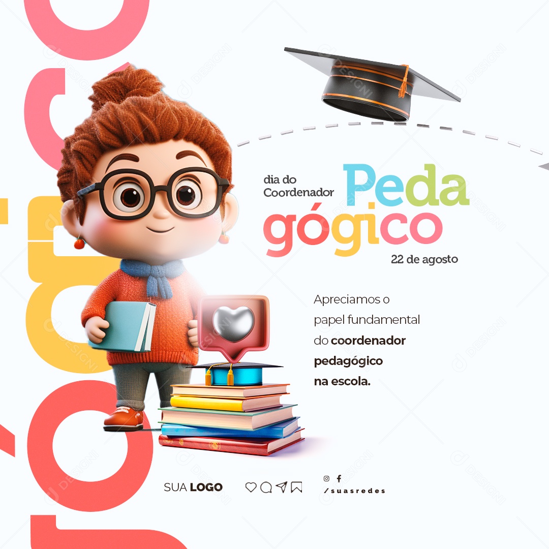 Dia Do Coordenador Pedagógico 22 de Agosto Social Media PSD Editável