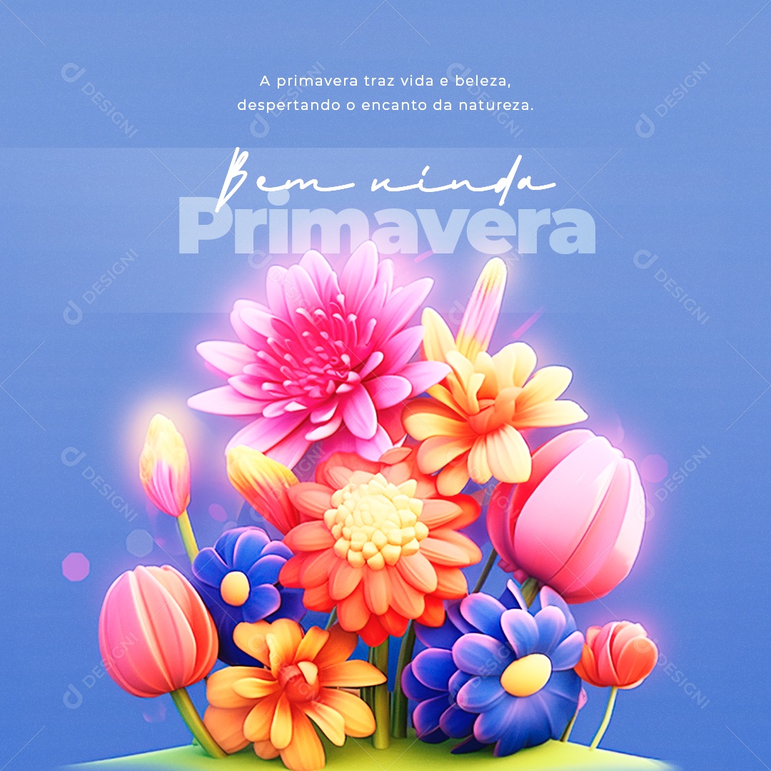 Bem Vinda Primavera Traz a Vida e Beleza Social Media PSD Editável