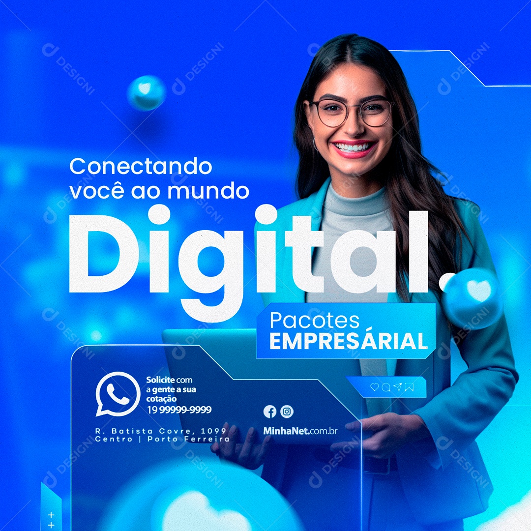 Provedor De Internet Conectando Você ao Mundo Digital Pacotes Empresarial Social Media PSD Editável