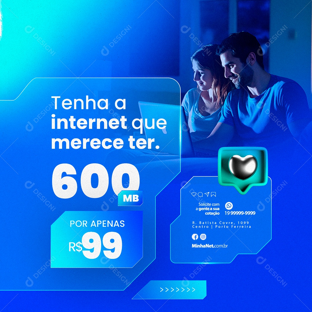 Provedor De Internet Tenha a Internet que Merece Ter Social Media PSD Editável