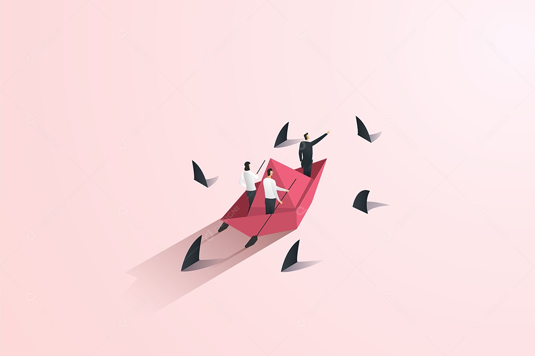 Líder Empresário Lidera Uma Equipe Durante Uma Crise Vetor EPS