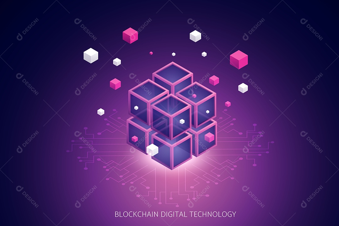 Fundo Abstrato Digital da Tecnologia Blockchain Vetor EPS