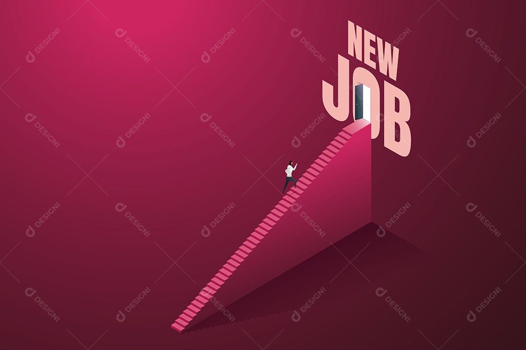 Mulheres de Negócios Sobem as Escadas Em Uma Carreira para os Negócios ou para Um Novo Emprego Vetor EPS