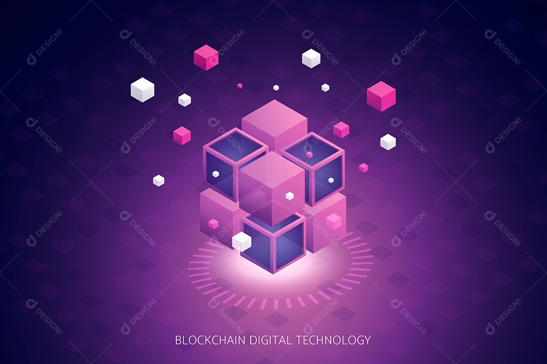 Fundo Abstrato Digital da Tecnologia Blockchain Vetor EPS