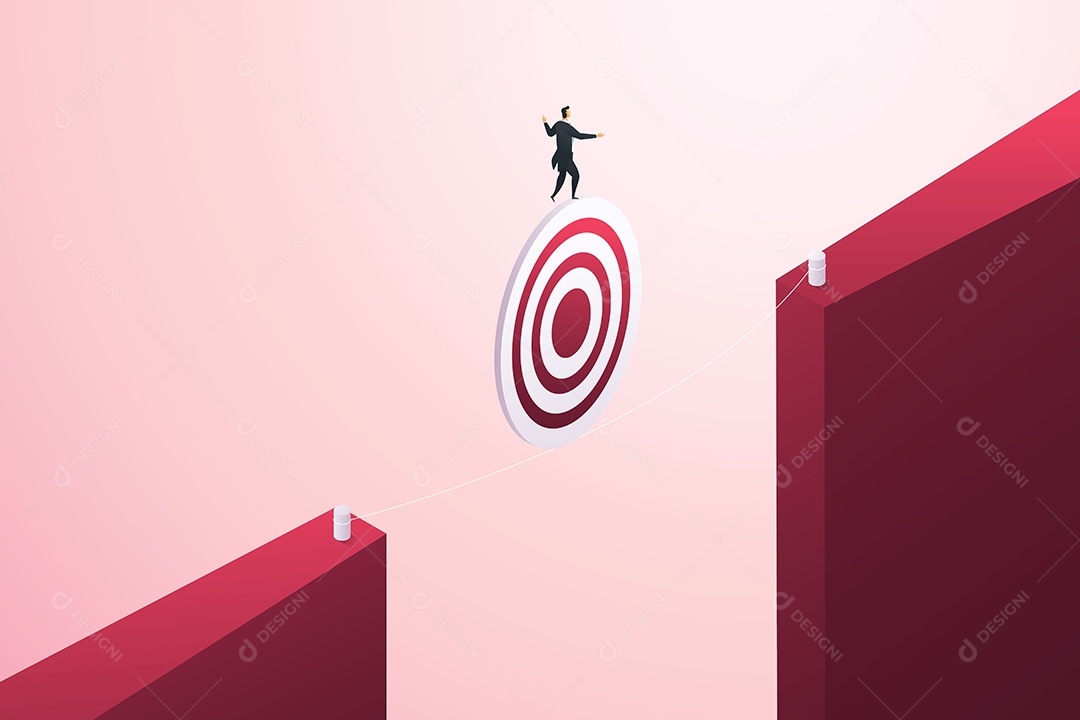 Empresário Está Preparado para Equilibrar Seus Objetivos Entre Lacunas nos Desafios de Negócios Vetor EPS