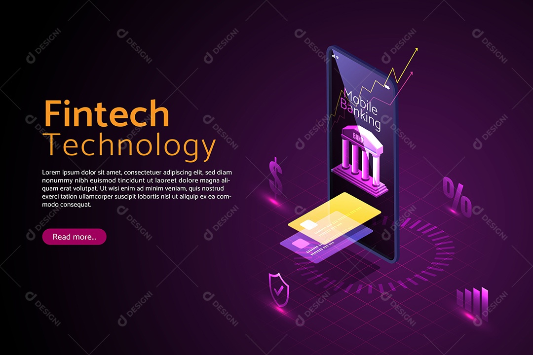 Compras e Transações de Tecnologia Financeira Fintech Transferência Eletrônica Vetor EPS