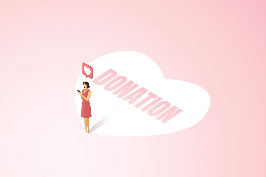 Mulher Doando Dinheiro Via Smartphone Online Angariação de Fundos de Caridade para Doações Em Aplicativos Móveis Vetor EPS