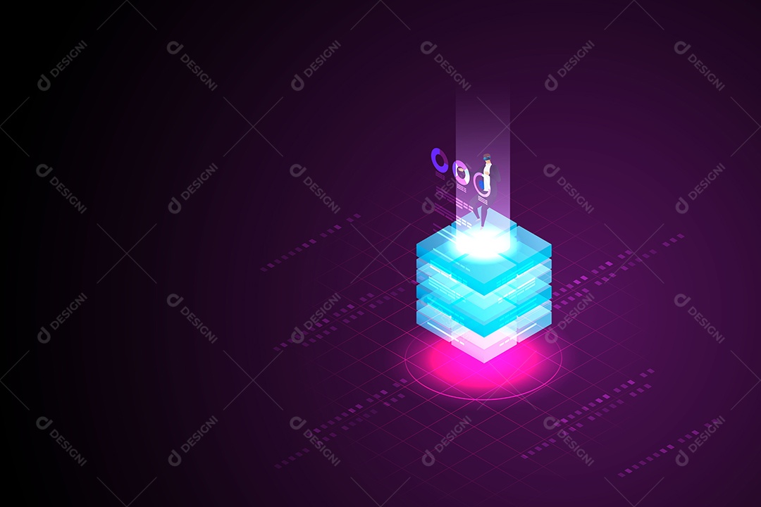 Tecnologia de Realidade Virtual Ilimitada para Futuros Usuários e Dispositivos Digitais Vetor EPS