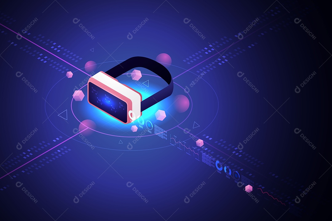 Experimente o Headset de Realidade Vr Metaverso Vetor EPS