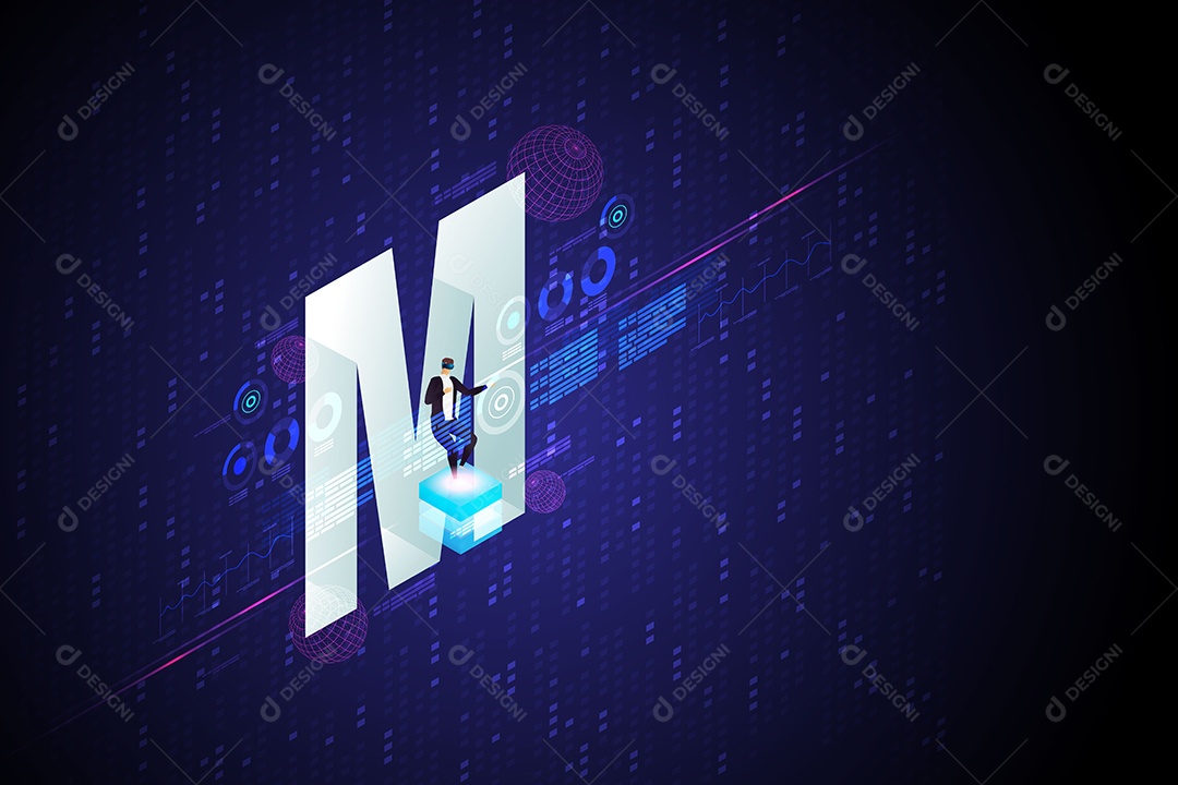 Tecnologia de Realidade Virtual Ilimitada para Futuros Usuários e Dispositivos Digitais Vetor EPS