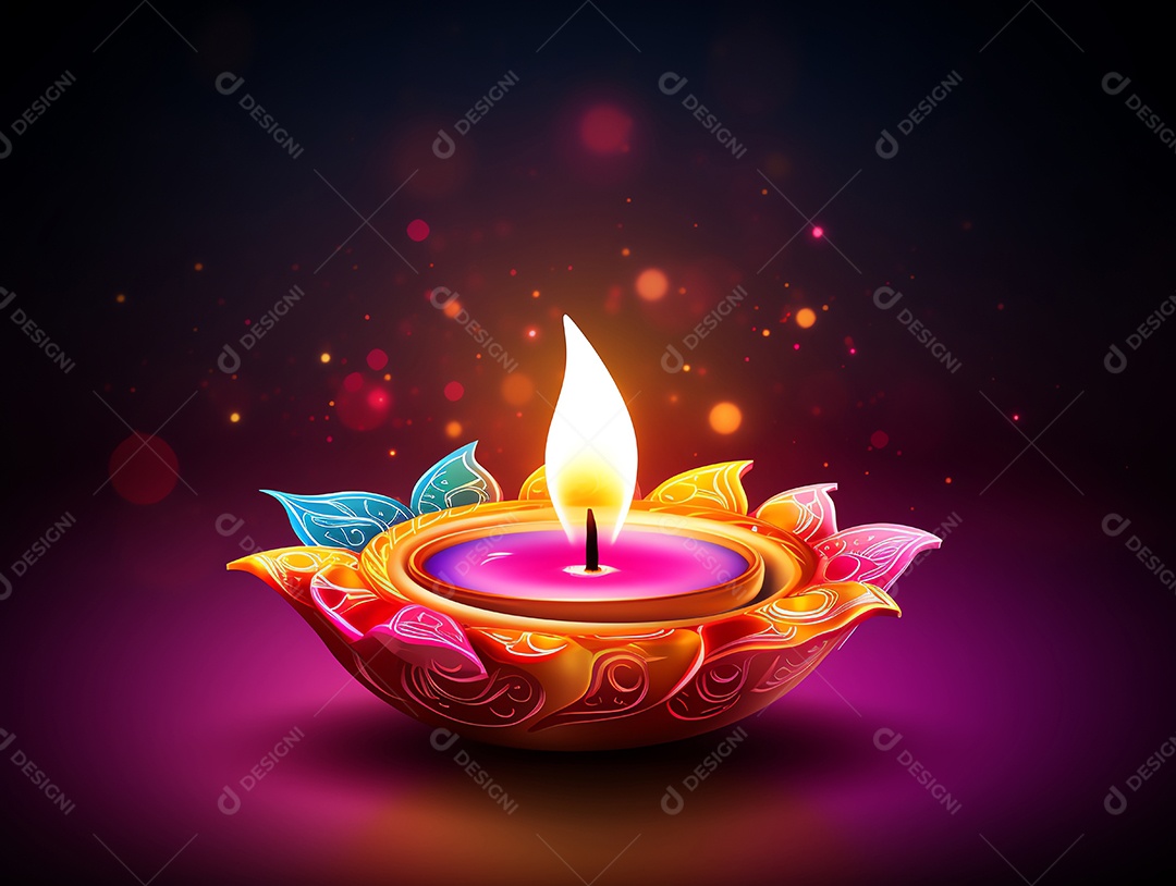 Feliz festival de Diwali de fundo de celebração de férias de luzes, design de ilustração