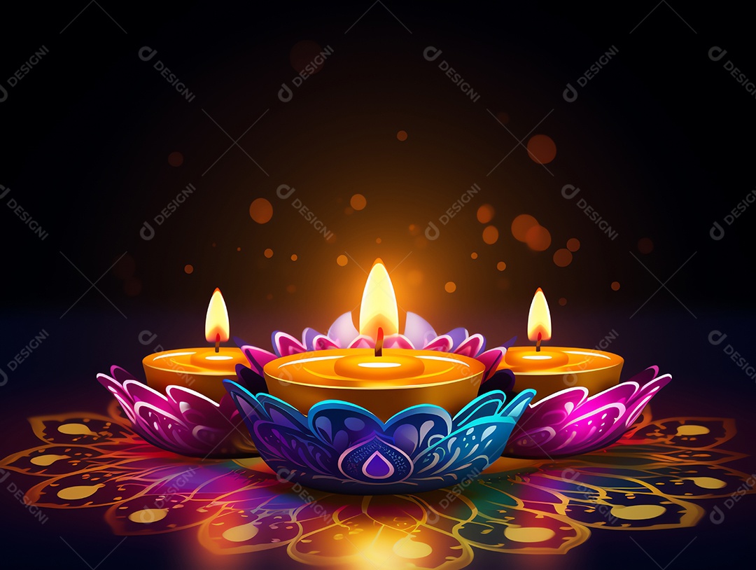 Feliz festival de Diwali de fundo de celebração de férias de luzes, design de ilustração