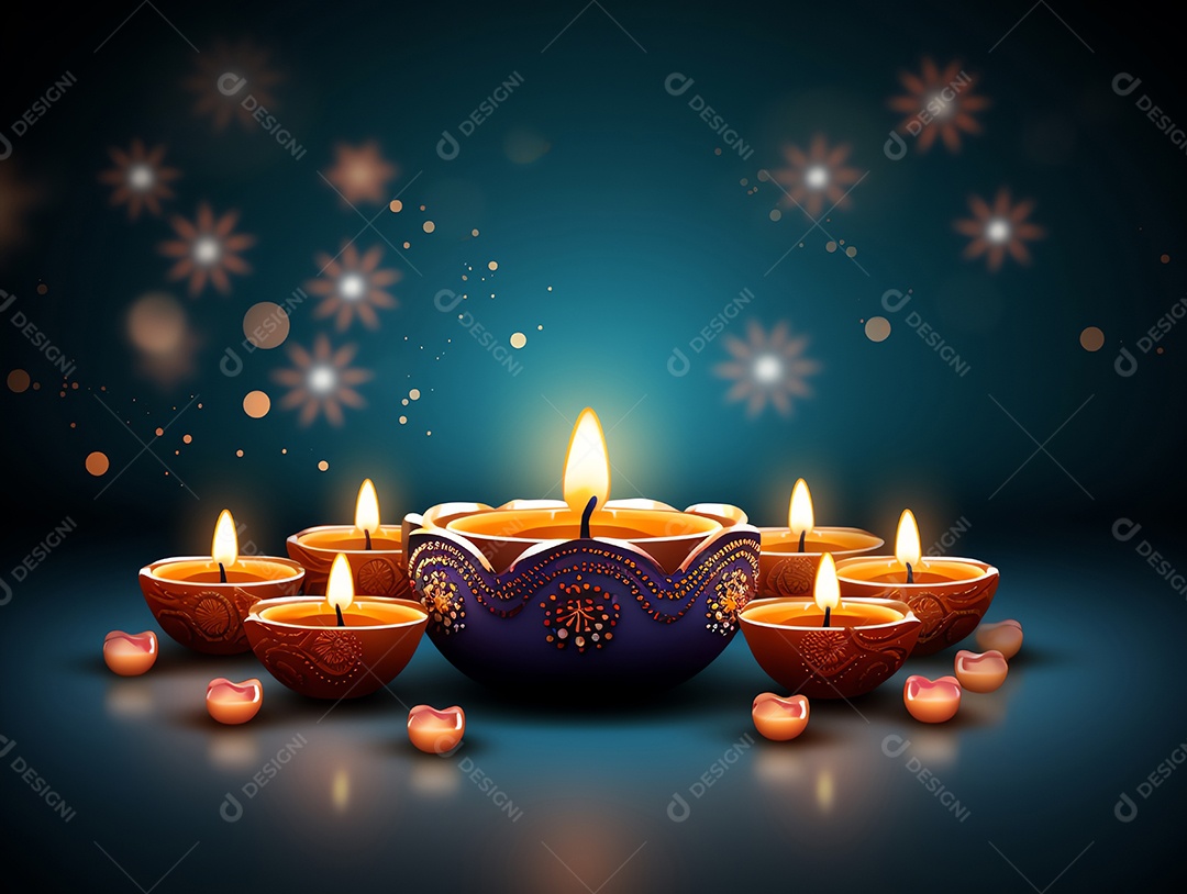 Feliz festival de Diwali de fundo de celebração de férias de luzes, design de ilustração