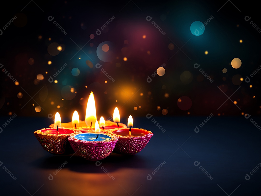 Feliz festival de Diwali de fundo de celebração de férias de luzes, design de ilustração