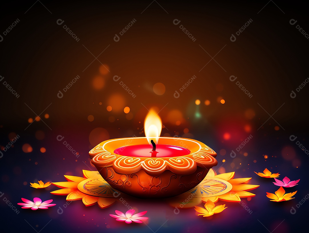 Feliz festival de Diwali de fundo de celebração de férias de luzes, design de ilustração