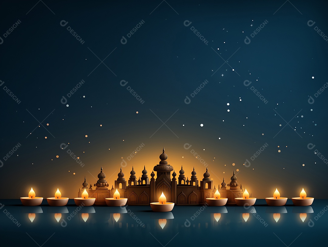 Feliz festival de Diwali de fundo de celebração de férias de luzes, design de ilustração