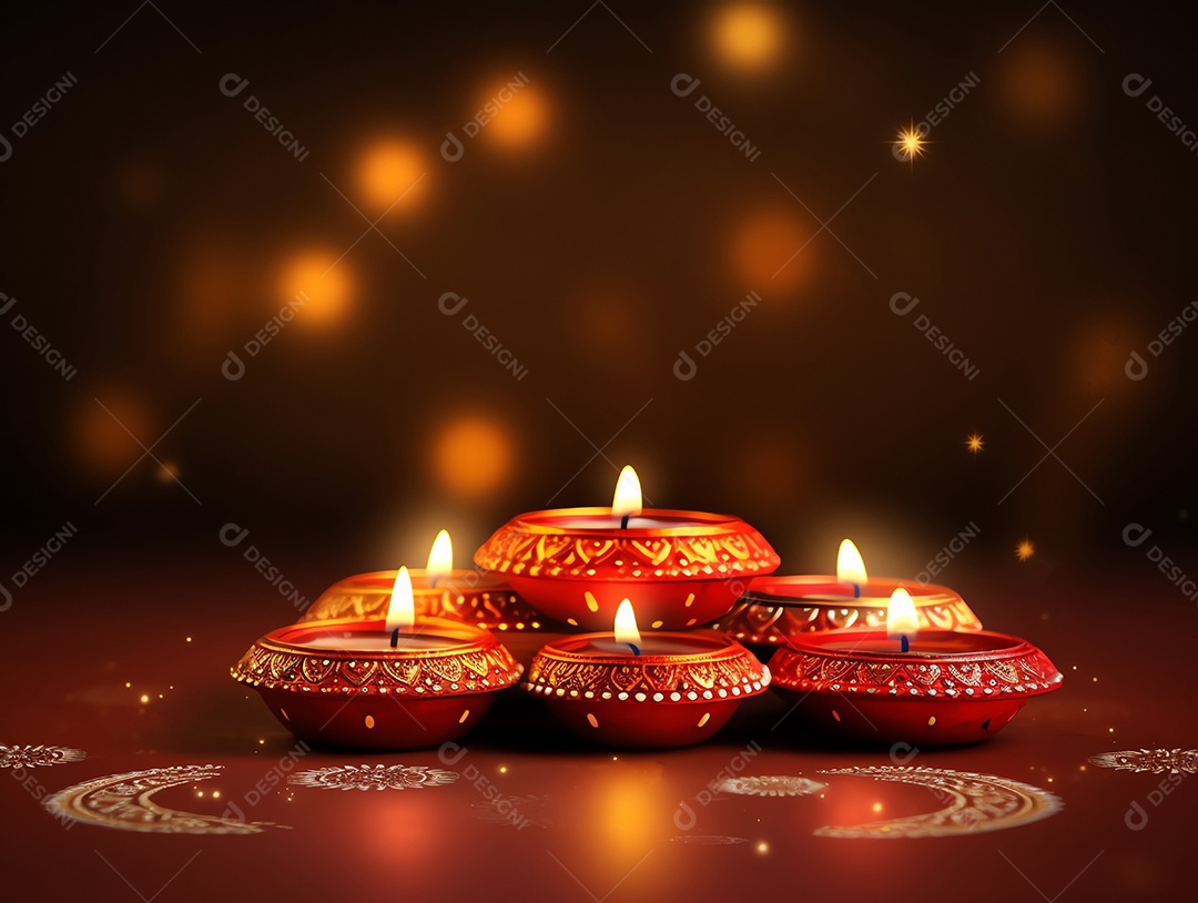 Feliz festival de Diwali de fundo de celebração de férias de luzes, design de ilustração
