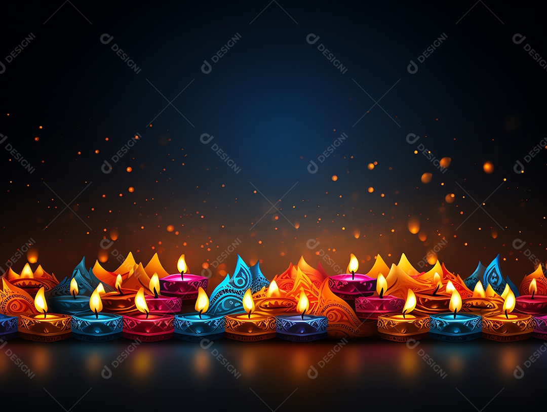 Feliz festival de Diwali de fundo de celebração de férias de luzes, design de ilustração