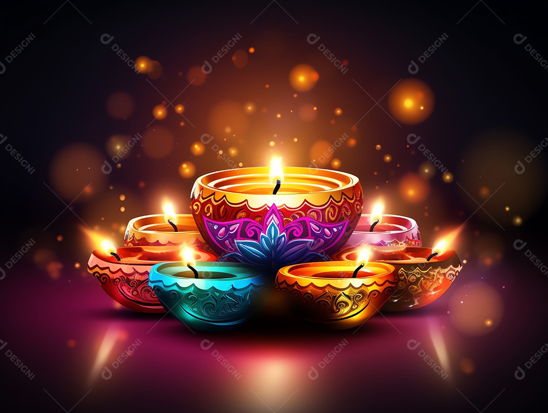 Feliz festival de Diwali de fundo de celebração de férias de luzes, design de ilustração
