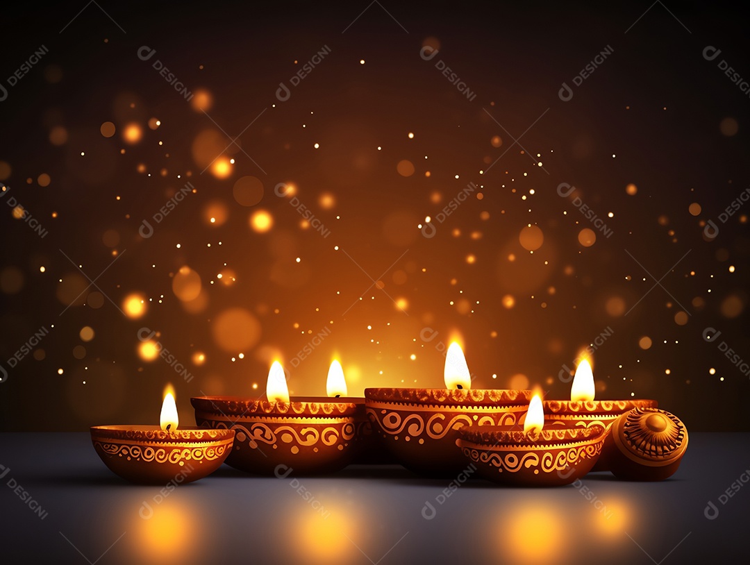 Feliz festival de Diwali de fundo de celebração de férias de luzes, design de ilustração