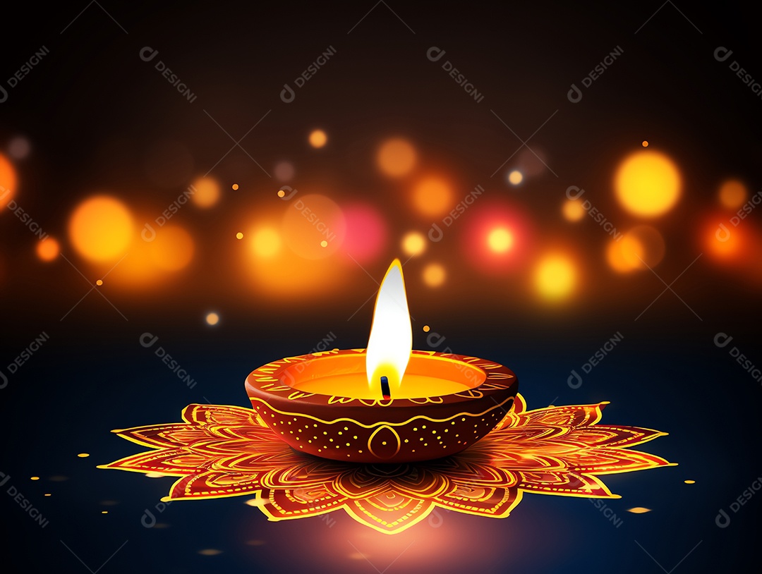 Feliz festival de Diwali de fundo de celebração de férias de luzes, design de ilustração