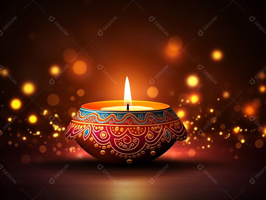 Feliz festival de Diwali de fundo de celebração de férias de luzes, design de ilustração