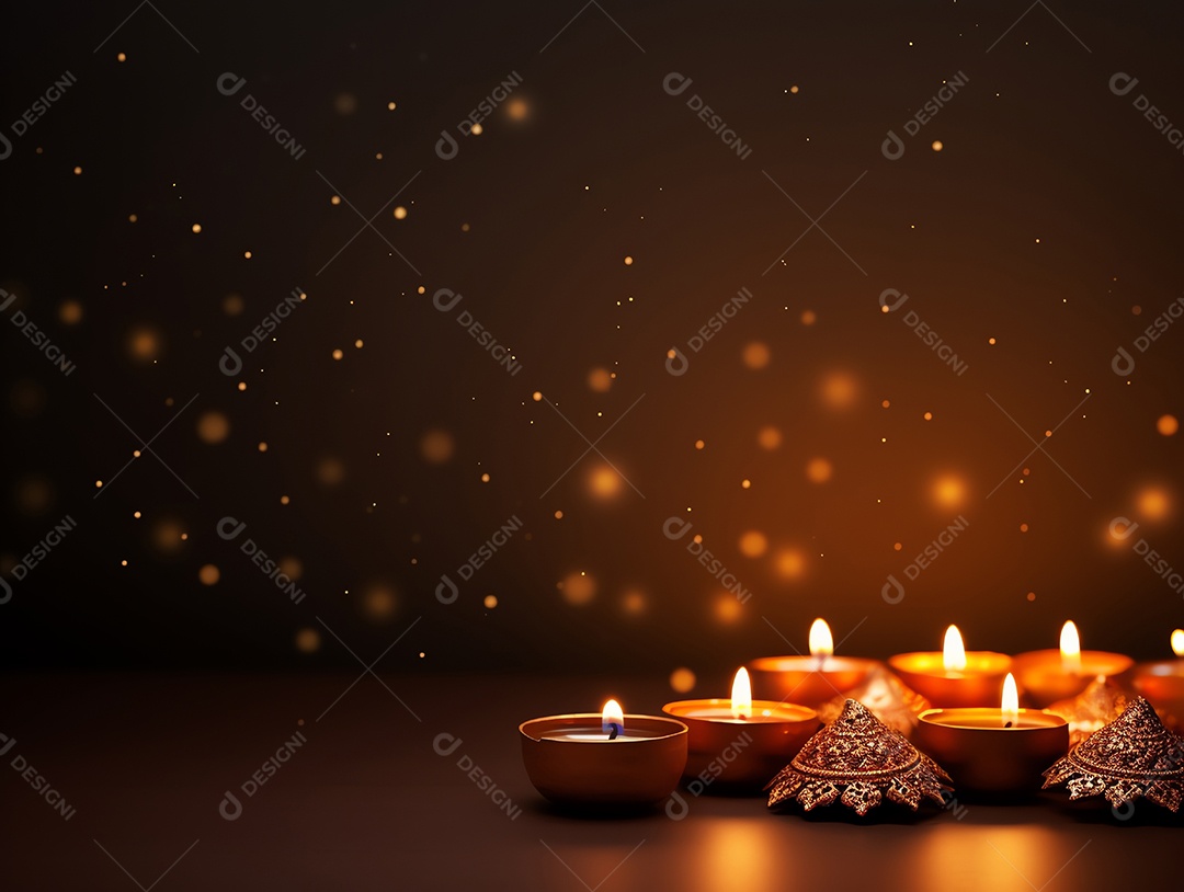 Feliz festival de Diwali de fundo de celebração de férias de luzes, design de ilustração