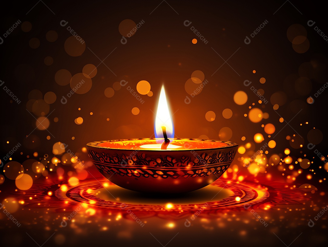 Feliz festival de Diwali de fundo de celebração de férias de luzes, design de ilustração