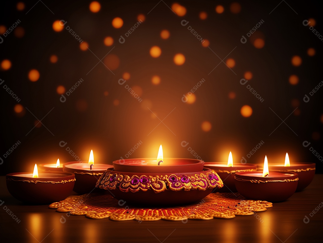 Feliz festival de Diwali de fundo de celebração de férias de luzes, design de ilustração