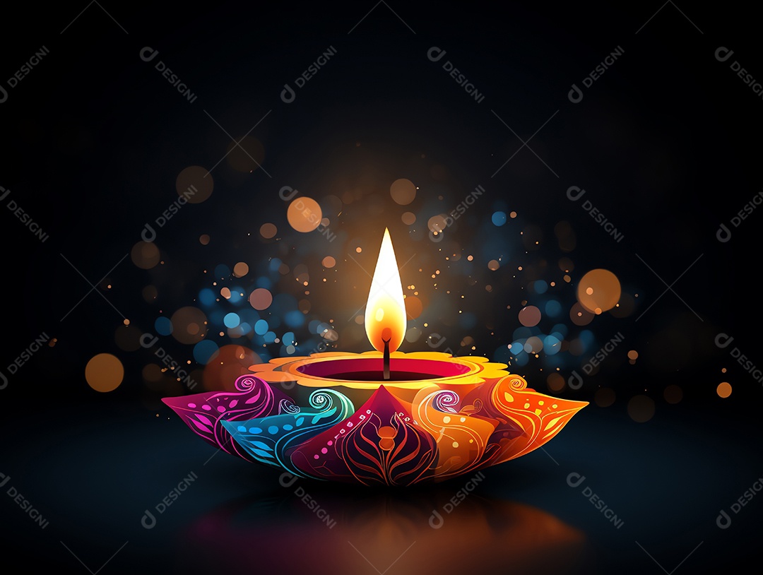 Feliz festival de Diwali de fundo de celebração de férias de luzes, design de ilustração