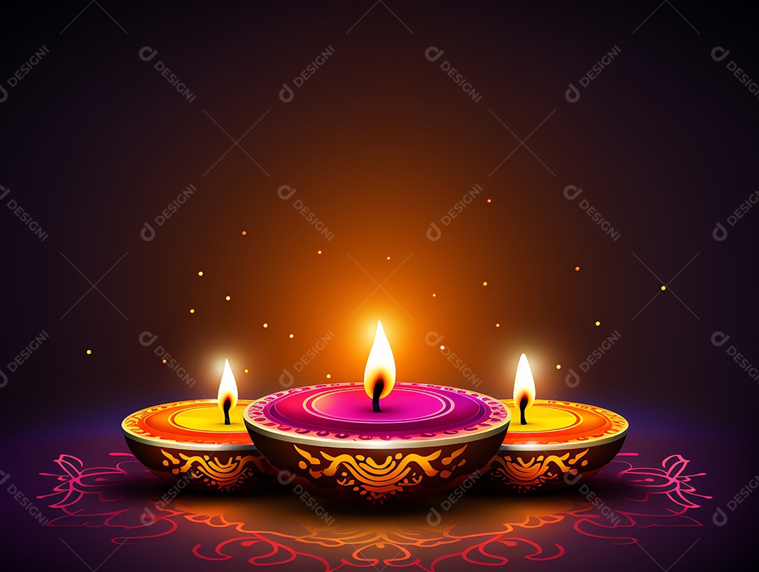 Feliz festival de Diwali de fundo de celebração de férias de luzes, design de ilustração
