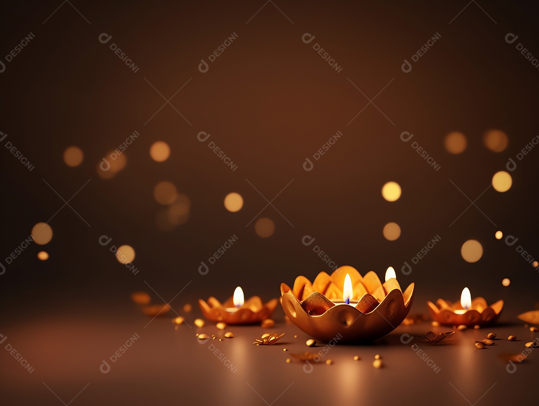 Feliz festival de Diwali de fundo de celebração de férias de luzes, design de ilustração