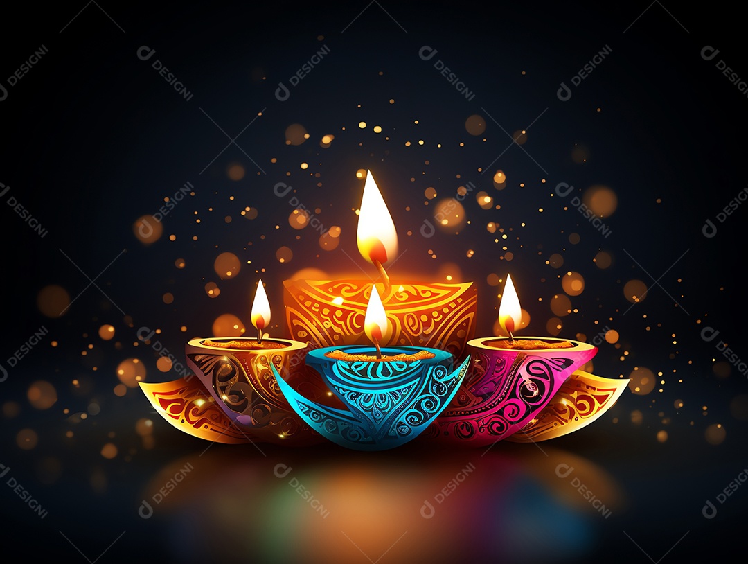 Feliz festival de Diwali de fundo de celebração de férias de luzes, design de ilustração